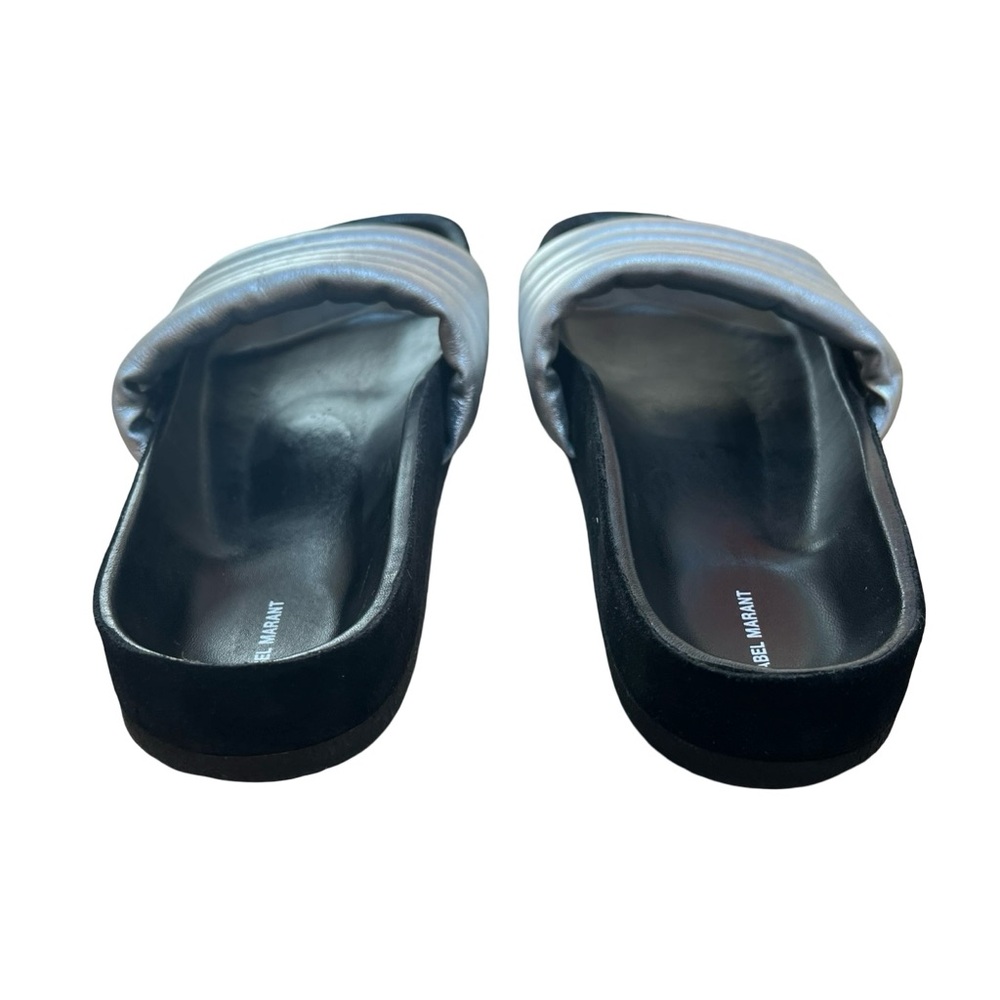Isabel Marant Helea Silver Slides Sz 39/ 8.5 Leather Upper and Suede Siding - Picture 5 of 9